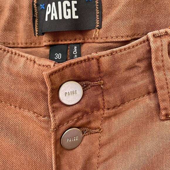 NWOT PAIGE Mayslie Pleated Cotton Twill Jeans in Vintage Mocha Womens 30 Joggers - Picture 4 of 16
